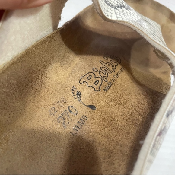 Birki’s By Birkenstock Snake Skin Sandals Size W11 M9 Summer Flats Comfortable - Picture 11 of 13